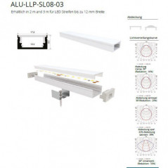 SML LED Aufbau ALU Profil 17,2x8mm 2000mm ALU-LLP-SL08-03-S2    Aluminium eloxiert 2000x17,2x8mm Aluminium eloxiert