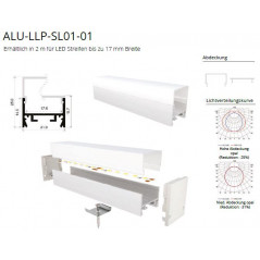 Anbauprofil ALU 21x15,7 mm 2000mm Aluminium eloxiert ALU-LLP-SL01-01-S2    Aluminium eloxiert