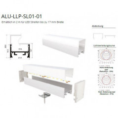 SML LED Aufbauprofil ALU 21x15,7 mm 2m ALU-LLP-SL01-01-W2    Weiß 21x15,7mm Weiß